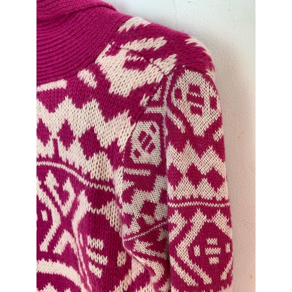 Forever 21 Pink + White Fair Isle Knit Cardigan Sweater — Women's XS X-Small EUC - Picture 14 of 15